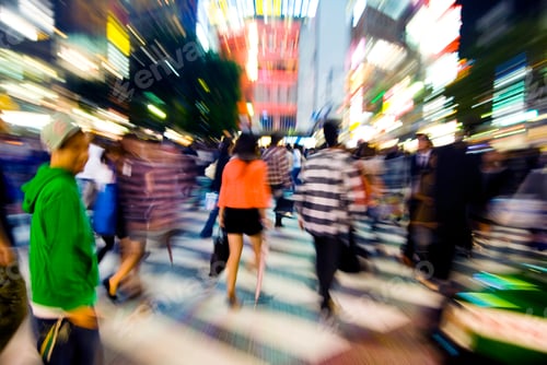 Preview: The famous Shibuya crossing at night