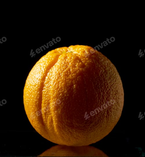 Preview: fresh orange on black background