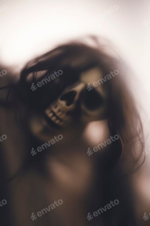 Preview: Shadow blur of horror skeleton. Halloween background.