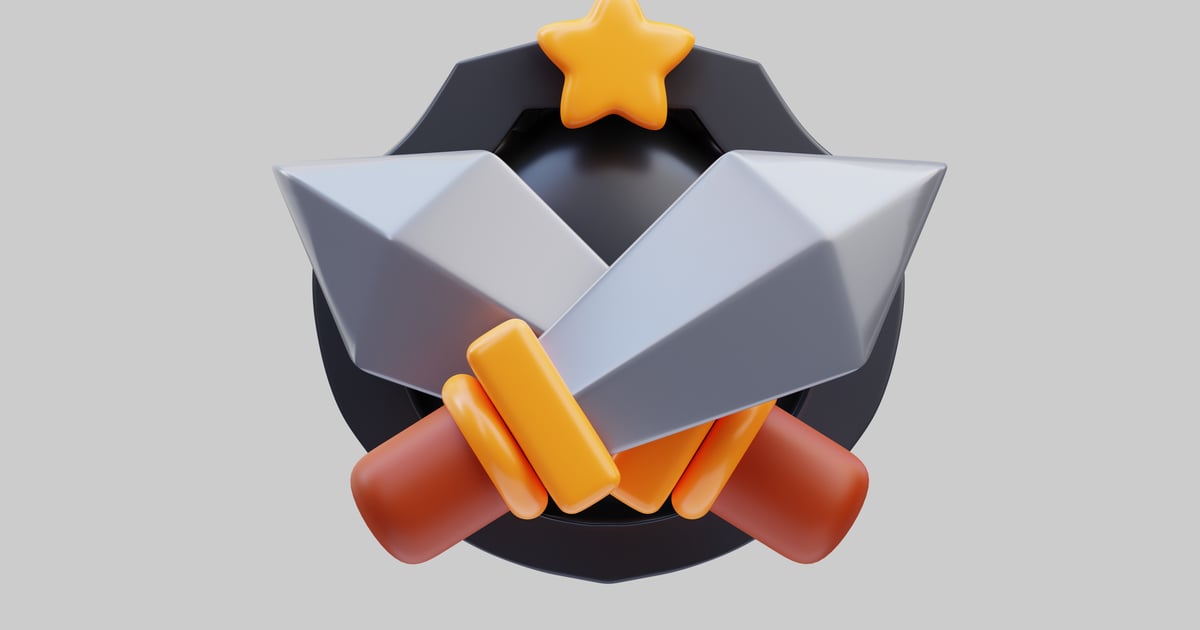 Black circle, yellow star, and overlapping scissors/tweezers 3D, Incl ...