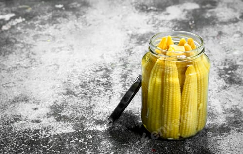 Preview: Marinated corn in glass jar.