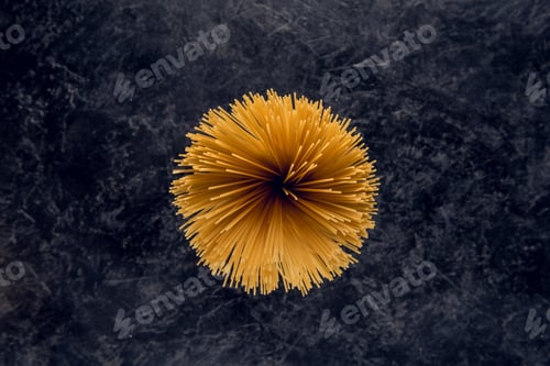 Preview: top view of raw spaghetti in round shape
