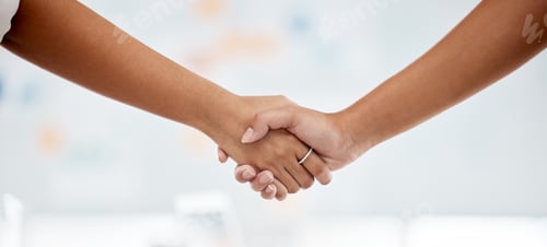 Preview: Support, handshake and partnership success, collaboration in team meeting and welcome new worker at