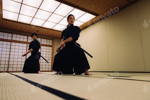 Preview: Samurai training in a traditional dojo, in Tokyo
