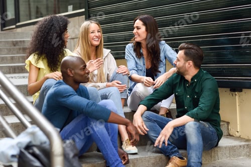 Preview: Group of friends having fun together outdoors