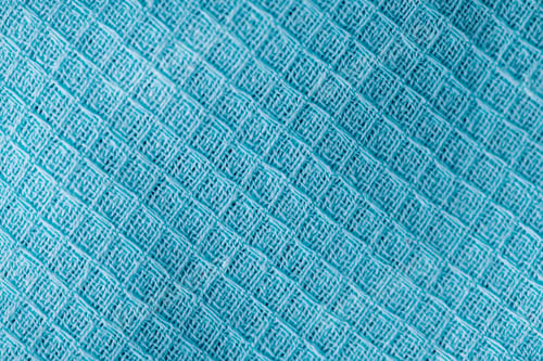Preview: Close up background, natural blue fabric with a square pattern, thread weave, textile texture