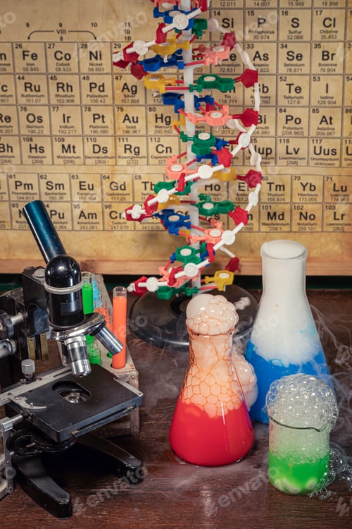 Preview: Chemical tests in university laboratory with microscope.