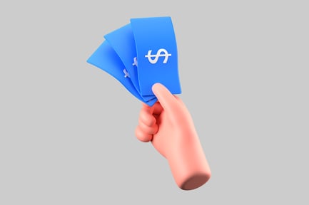 Preview: Hand Holding Blue Dollar Bills
