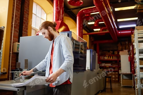 Preview: Bearded Man Working at Print Factory