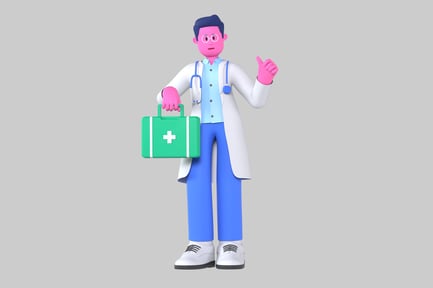 Preview: Cartoon doctor with first aid kit