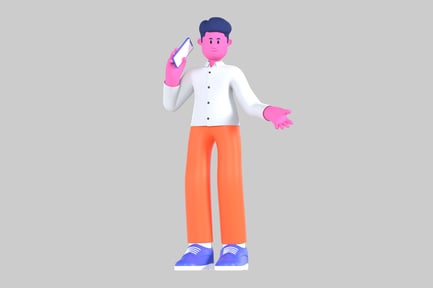 Preview: Cartoon character holding phone