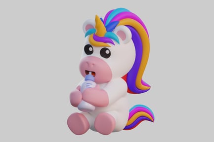 Vorschau: Baby-Einhorn mit Flasche