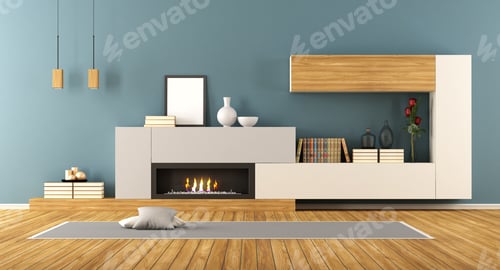 Preview: Living room with fireplace