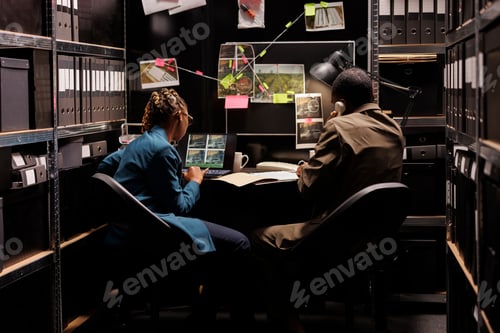 Preview: Investigators checking photos and talking with client on phone