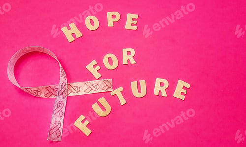 Preview: Wild words on pink background give hope for the future in health and medicine.