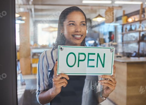 Preview: Small business and startup entrepreneur welcome people to opening of cafe or coffee shop. Catering