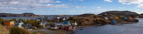 Preview: Aerial panoramic view of a small town on the Atlantic Ocean Coast