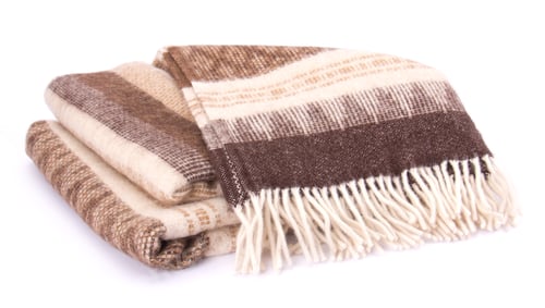 Preview: Soft and warm folded wool plaid with fringe