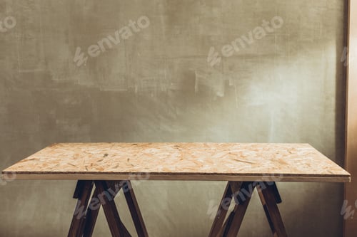 Preview: Wooden table top background texture. Wood tabletop front view with