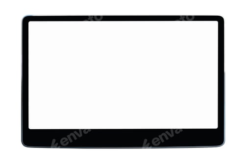Preview: Isolated digital display mockup with blank white screen and black frame.