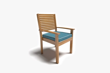 Preview: Wooden chair with slatted back and blue cushion