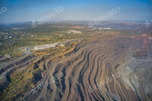 Preview: Aerial view of southern mining factory, mine quarry in Ukraine