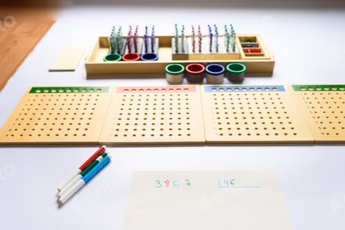 Preview: A numerical division carried out following the montessori method.