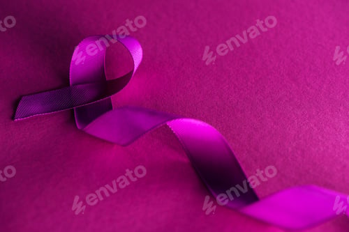 Preview: purple ribbon on pink background with shadow, violence concept