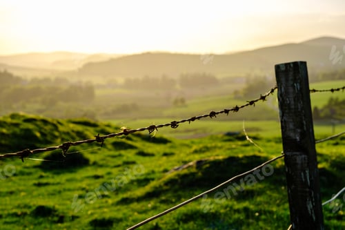 Preview: Rolling Scottish Landscape With Fence In Foreground