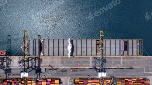 Preview: Aerial view container cargo ship freight shipping international, Global business freight shipping