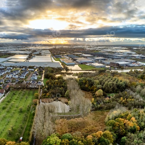 Preview: Aerial view over the Westland region in the Netherlands