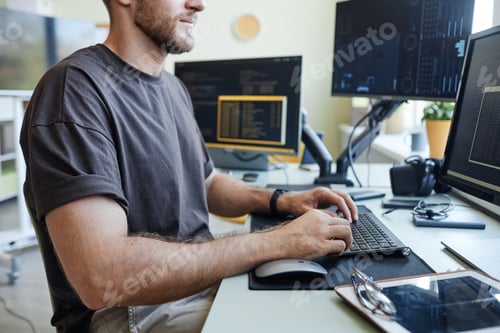 Preview: Computer Programmer at Workplace Side View