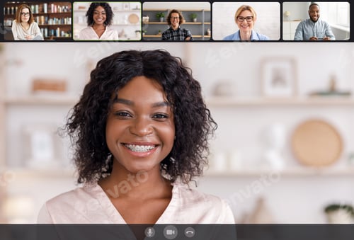 Preview: Happy young people making online videochat at home, screenshot