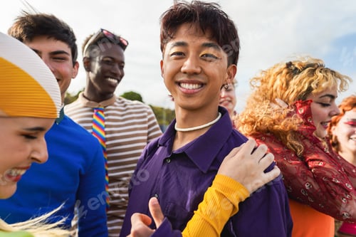 Preview: Happy young people dancing outdoor at festival event