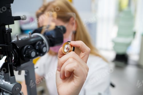 Preview: Eye treatment in clinic or hospital with doctor covid time