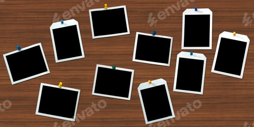Preview: Instant frames hang on wall with colored pins
