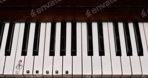 Preview: Treble clef on the piano keyboard. concept
