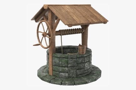 Preview: Rustic Stone Water Well with Wood Structure
