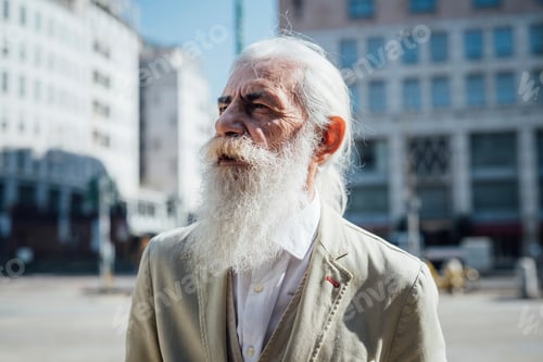 Preview: Senior businessman exploring city, Milano, Lombardia, Italy