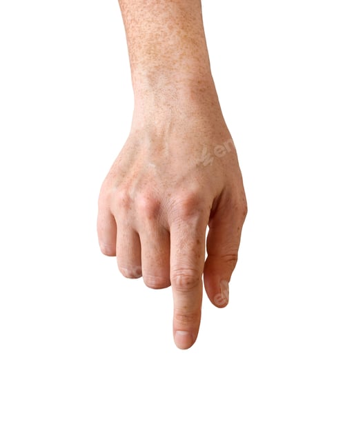 Preview: Person's hand with extended index finger depicting gesture of touch isolated cutout