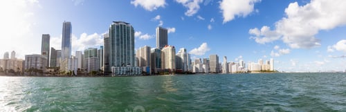 Preview: Panoramic view of a modern Downtown Cityscape during a sunny evening