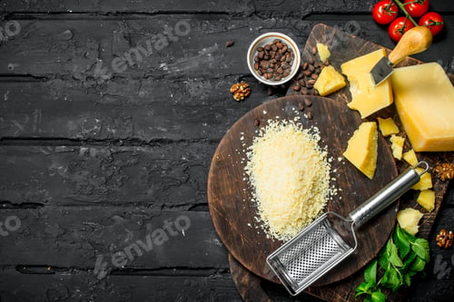Preview: Grated Parmesan cheese with pine nuts, tomatoes and herbs.