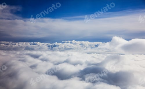 Preview: Blue sky and clouds - view from plane window