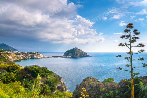 Preview: Ischia Island, Sant Angelo coast and islet. Campania, Italy.