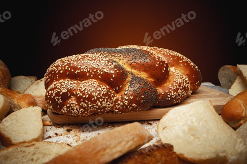 Preview: Macro shot of freshly baked bread loaf