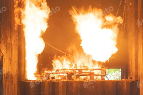 Preview: Fire in camping. Red fireplace and frame burning wood in stove for giving warm, heat and smoke