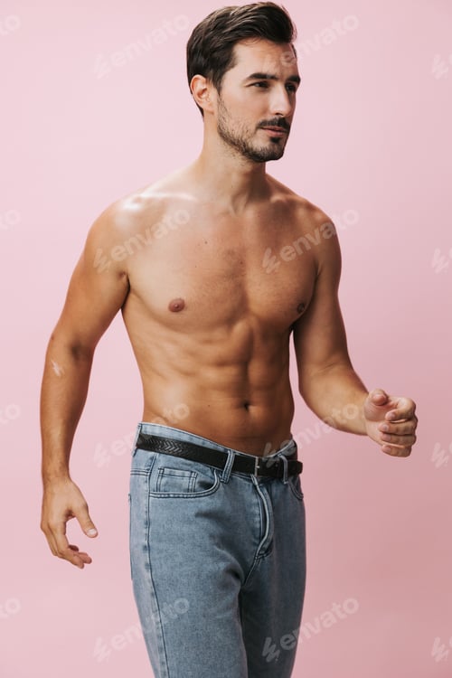 Preview: Man muscular naked background body torso muscle
