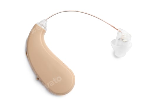 Preview: Hearing aid on white background. Medical device