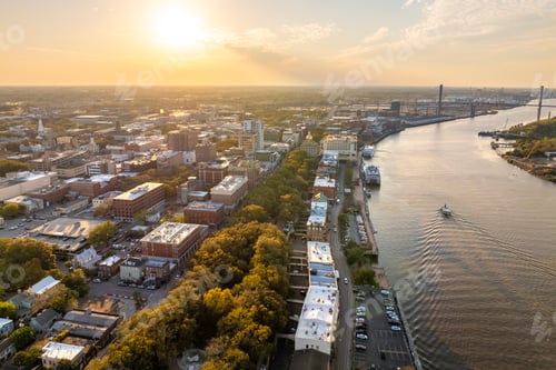 Preview: Savannah, Georgia. Old historic River Street architecture.