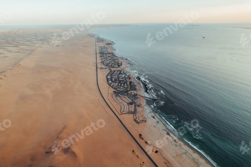 Preview: Aerial Dune Textures of Namibian Desert, sunset at Swakopmund, Namibia, Africa